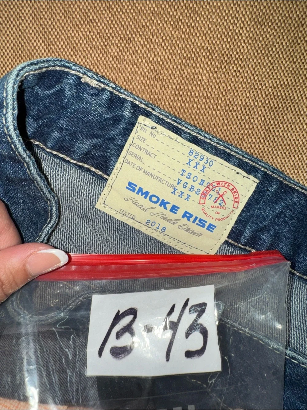 Smoke Rise Jeans Men'S Distressed Straight Rip Patches In Blue Wash Size 46 In E